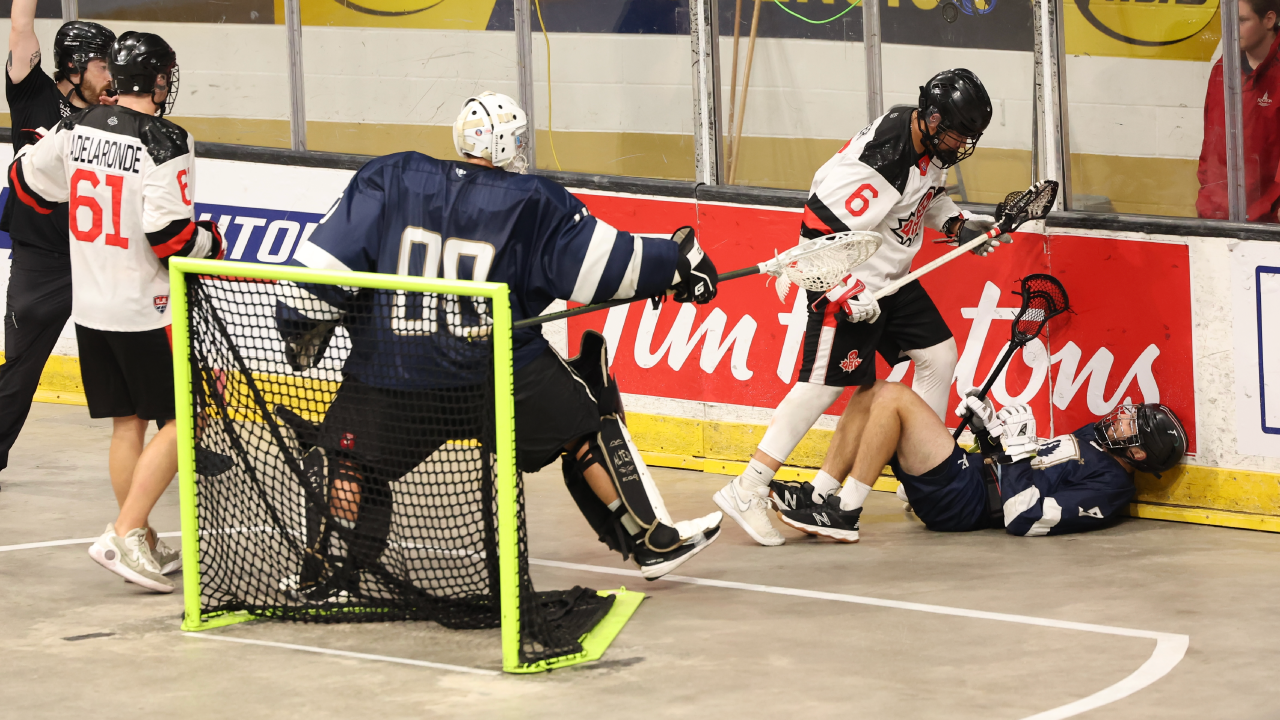 Canada's Mason Myers #6 was ejected from the game