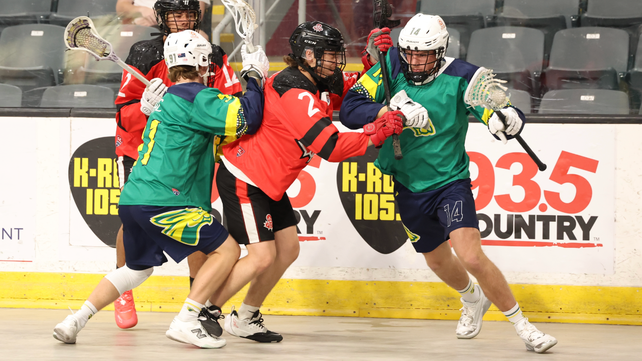 Nathan Honeyfield transitions the ball up the floor against Canada