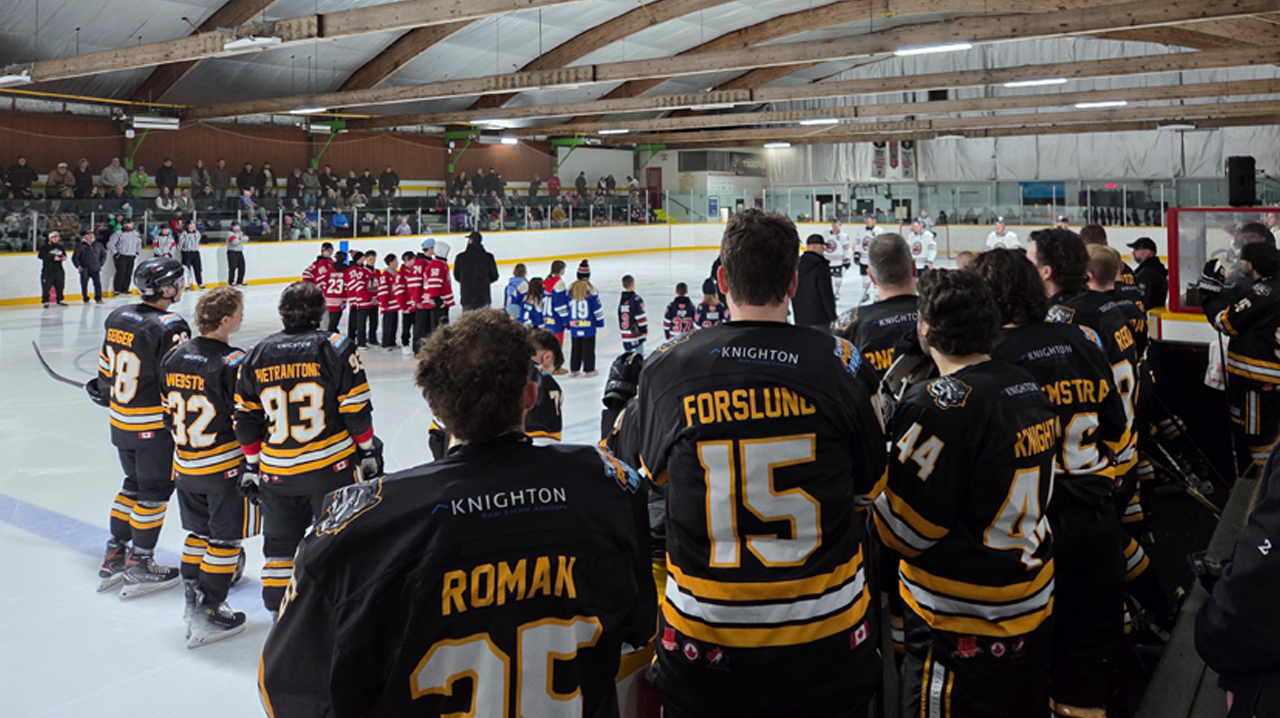 Stoney Creek Tigers hold a pre-game ceremony