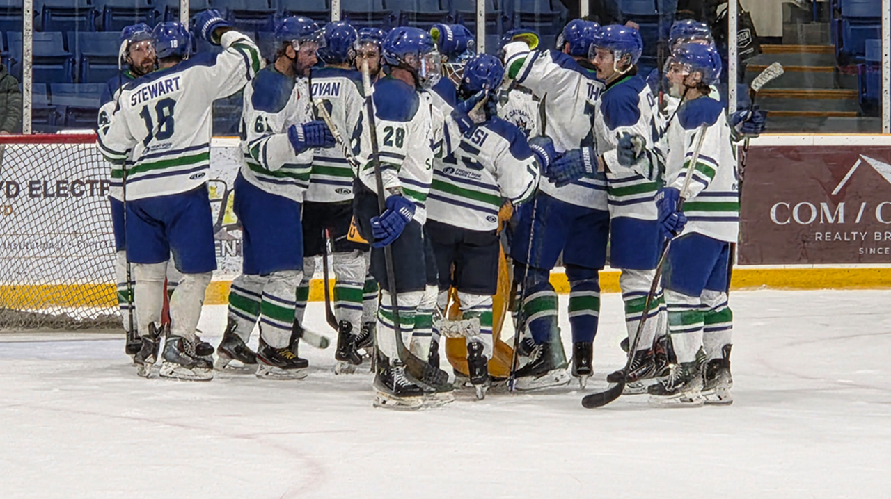 Saints celebrating win over Dundas