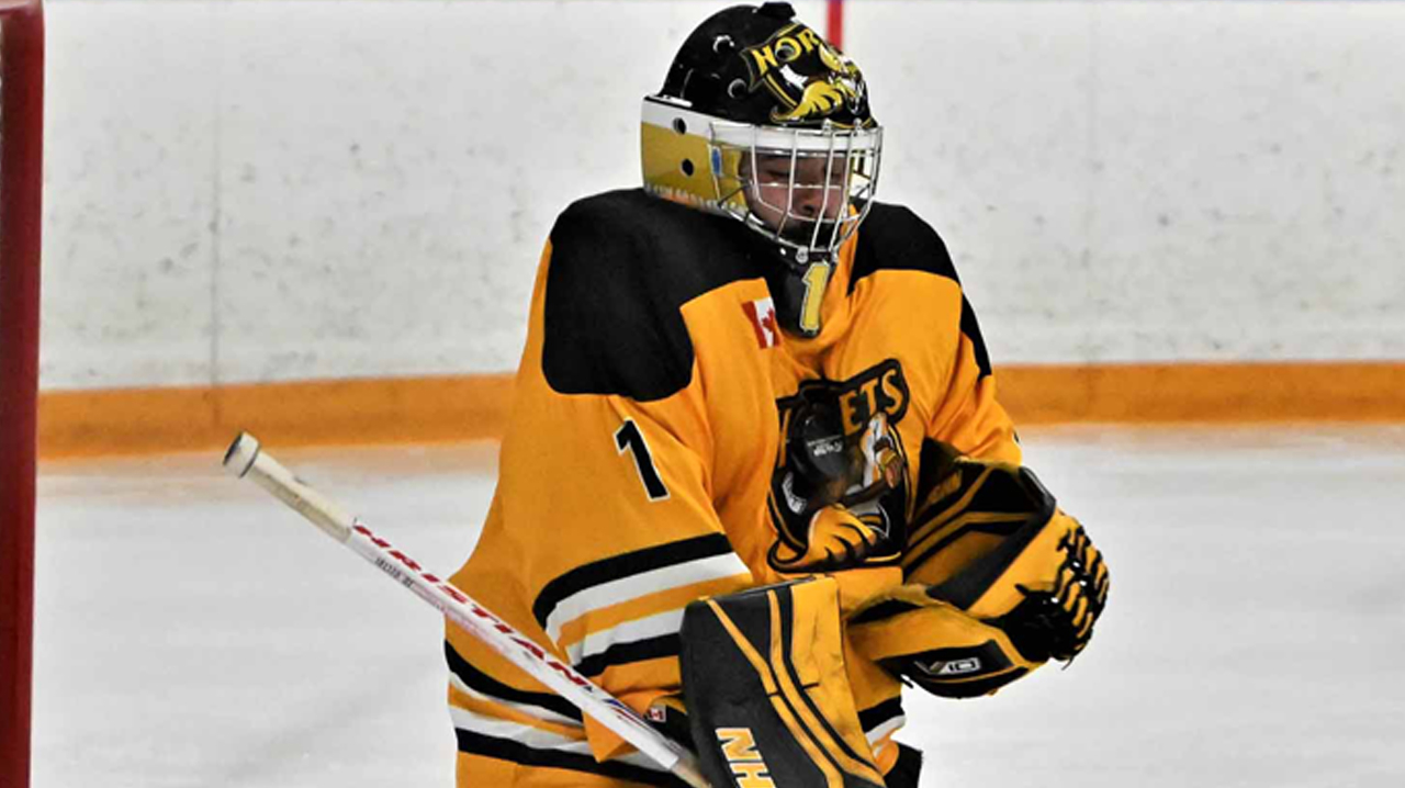 Hornets Willams making a save against Dundas