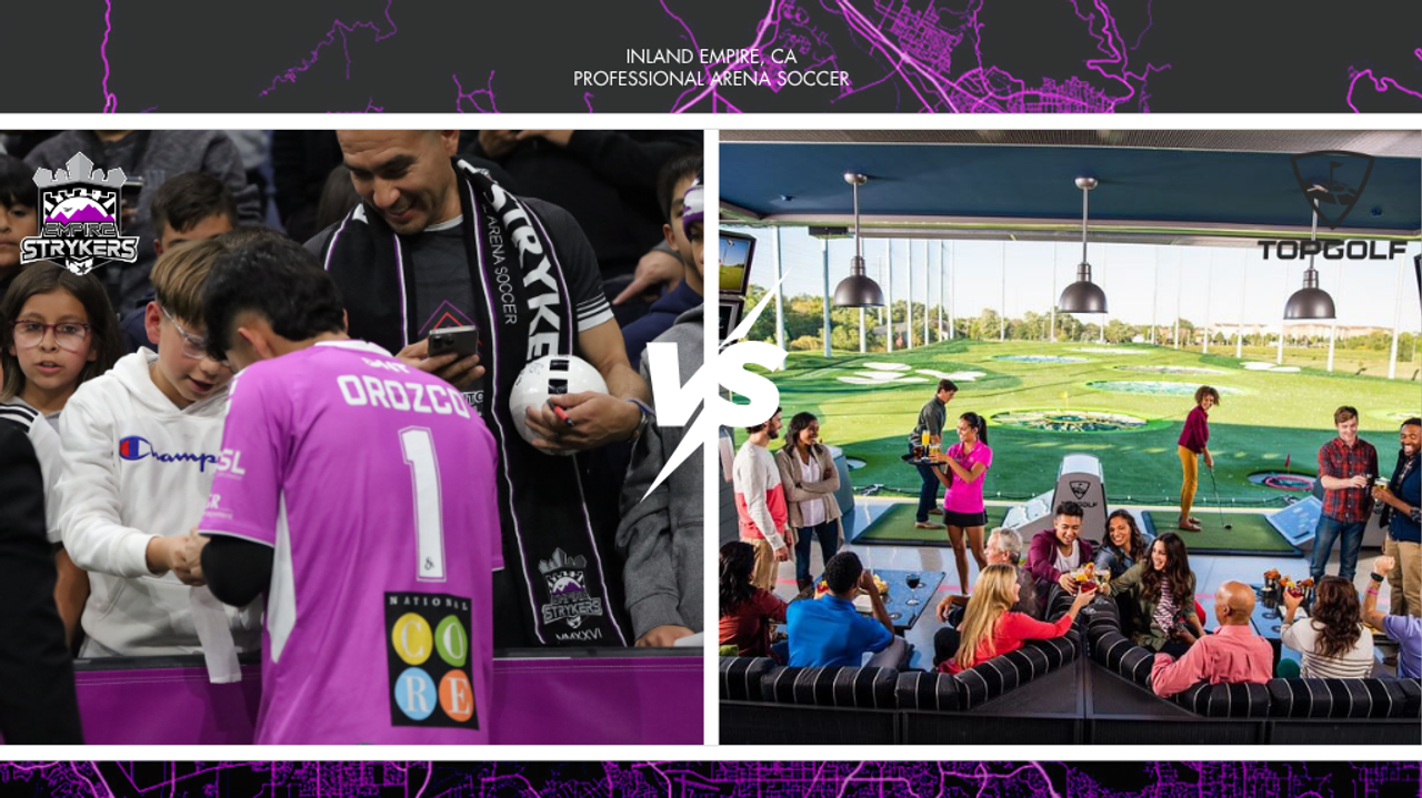 Empire Strykers Game vs Top Golf Graphic