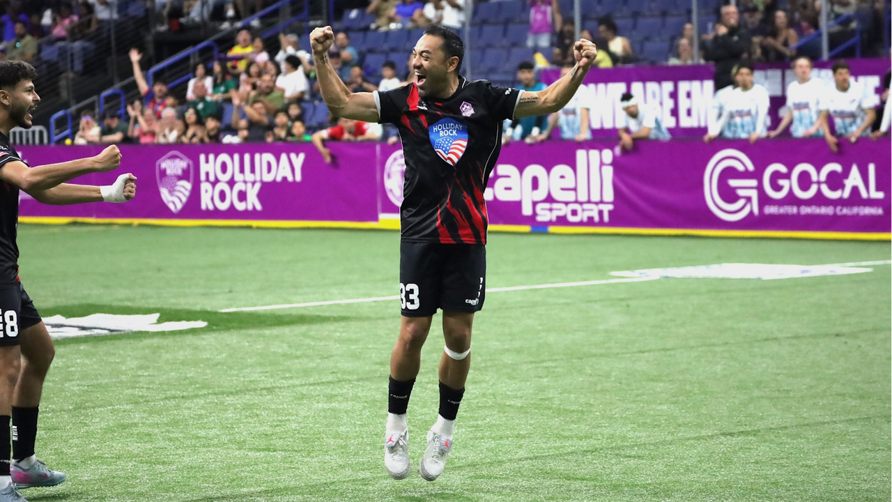 Marco Fabián celebrating during a Strykers home game