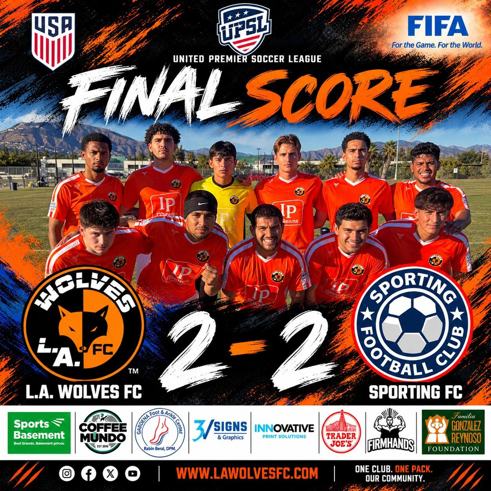 L.A. Wolveas FC Draw 2-2 on the road versus Sporting SC