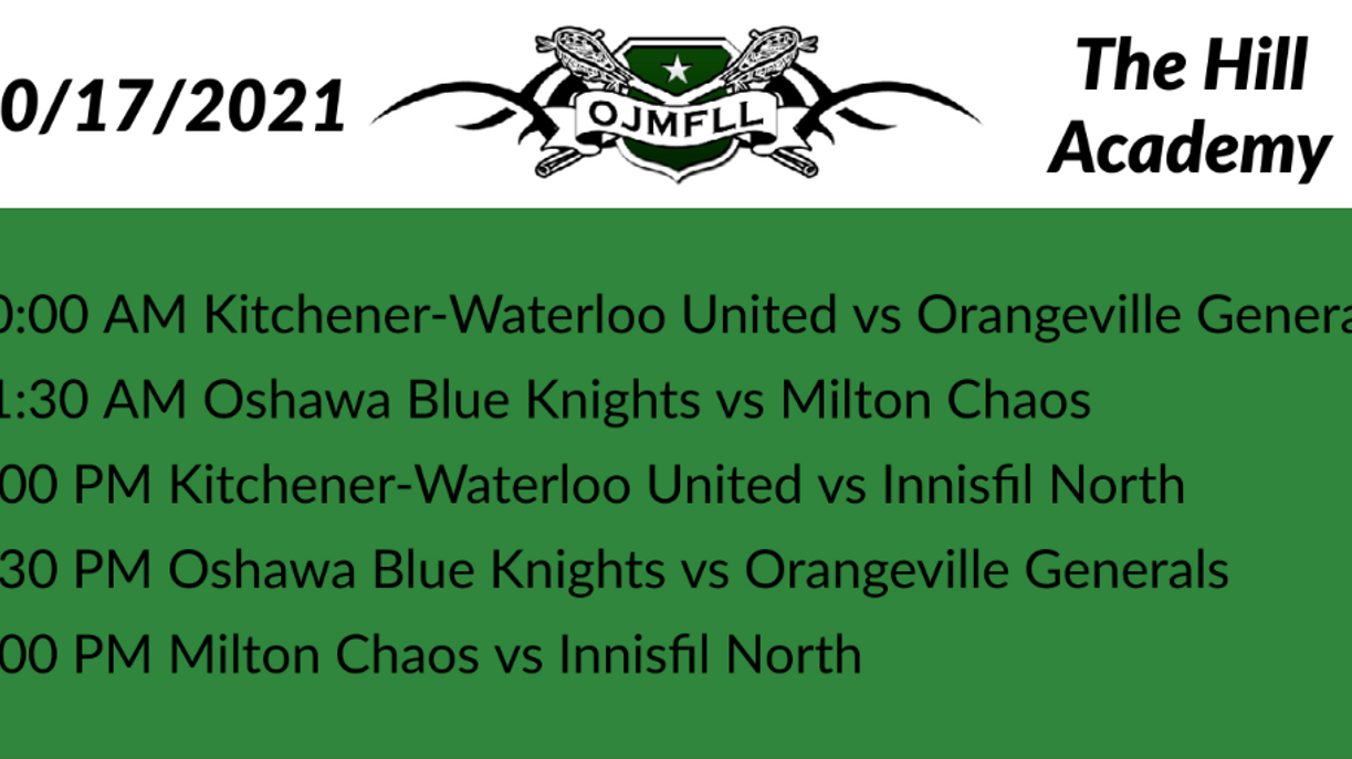 The Hill Academy to host OJMFLL Ontario Junior Men's Field Lacrosse