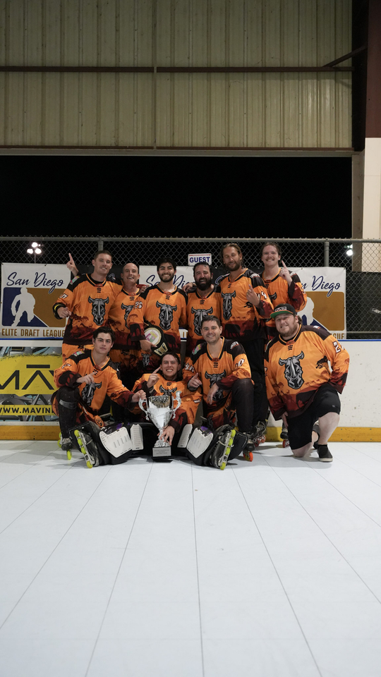 A post-championship team photo of the Escondido Rhinos.