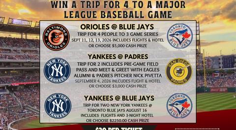 Win a Major League Baseball Getaway for four - Annual Raffle Fundraiser