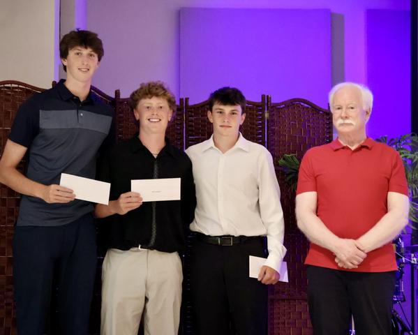 2025 Bursary Recipients (present) Zephyr Cowan, Garen Geoghegan, Nathan Knight & M. Winstainley