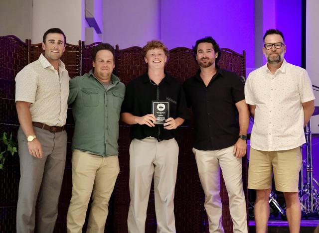 2025 Premier Pitcher of the Year Garen Geoghegan with Coaches