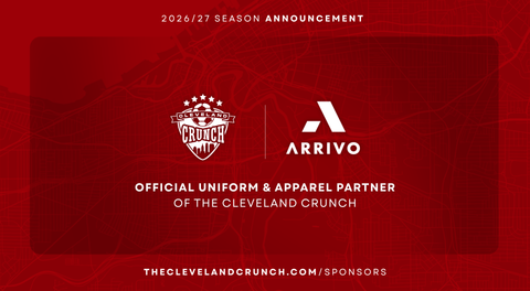 Cleveland Crunch Welcomes Back ARRIVO Athletic Wear as Official Uniform and Apparel Provider