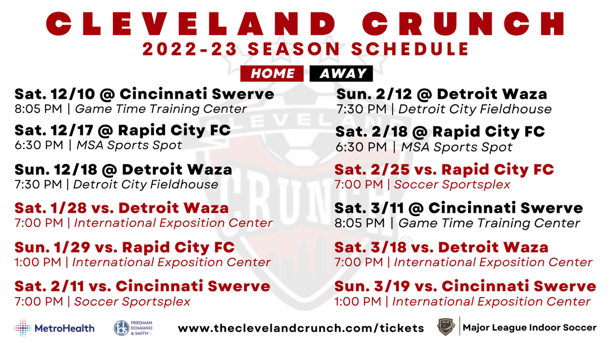 News CRUNCH ANNOUNCES REGULAR SEASON SCHEDULE; TICKET PACKAGES