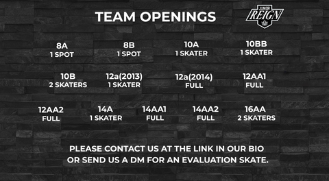 JR. REIGN TEAM OPENINGS