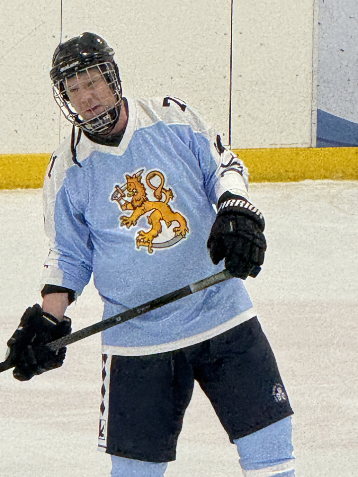 Finnish Winger Adam Caltonen warming up before tonight's tilt.