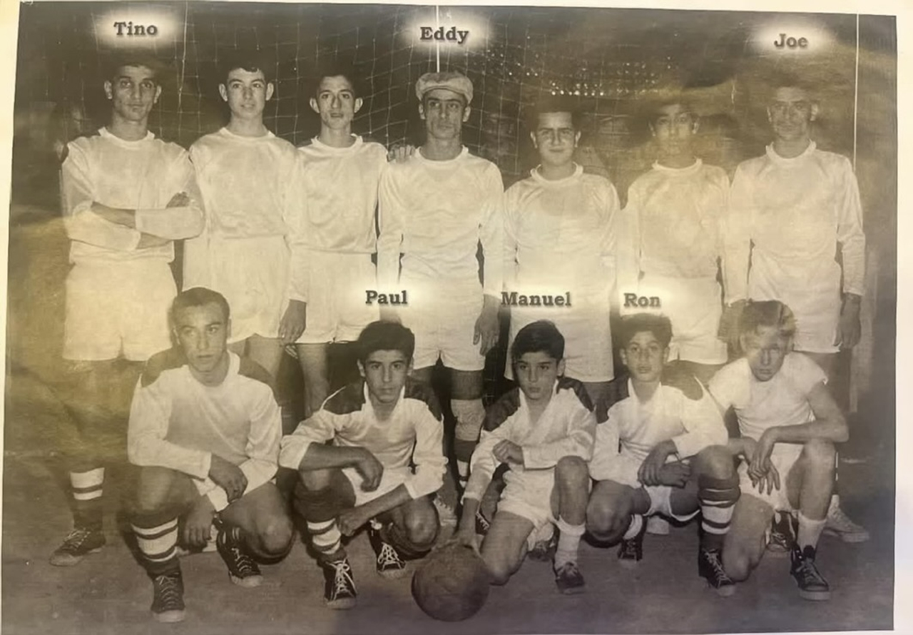 Detroit Maltese Falcons team photograph, 196?; named family members are Tino, Eddy, Joe, Paul, Manuel and Ron Scicluna.