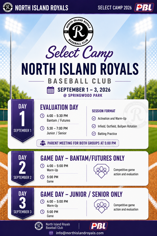 North Island Royals Select Camp Sep 1-3, 2026