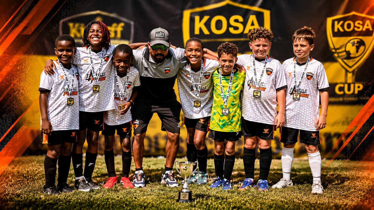 Fayetteville Fury players competing in tournament soccer
