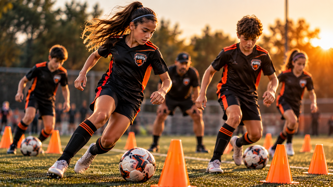 Fayetteville Fury youth players developing their soccer skills