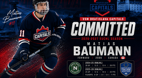 VSM BRATISLAVA CAPITALS ADD CANADIAN FORWARD MATIAS BAUMANN FOR 2026–2027 EUCHL SEASON