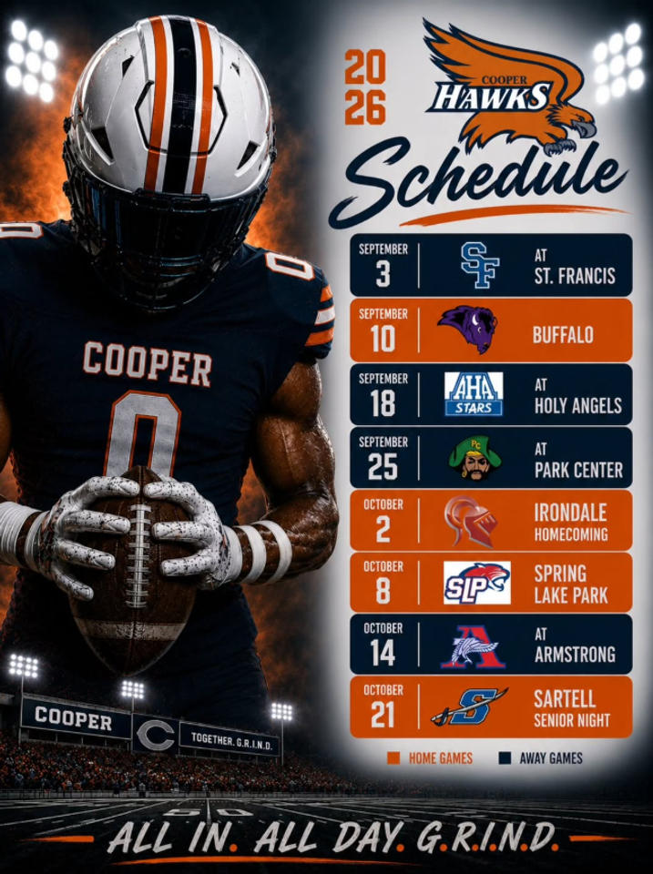 2026 Cooper Hawks Football Schedule