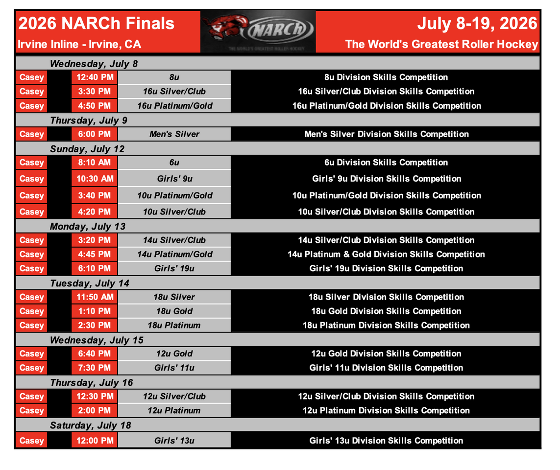 Skills Competition Schedule