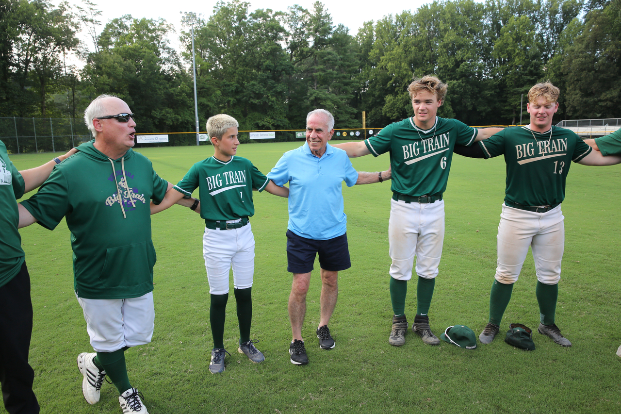 Tim Kurkjian in the Big Train pregame team circle by Mark Thalman