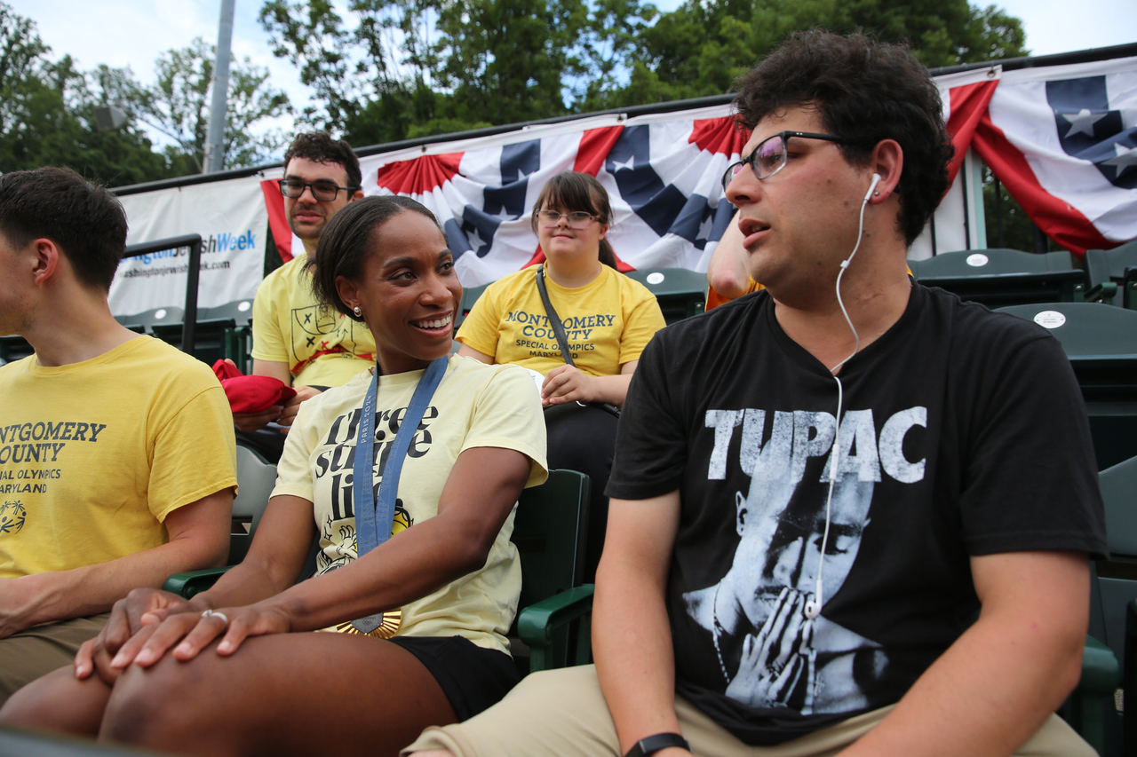 LaFond alongside fans and Special Olympics athletes by Mark Thalman